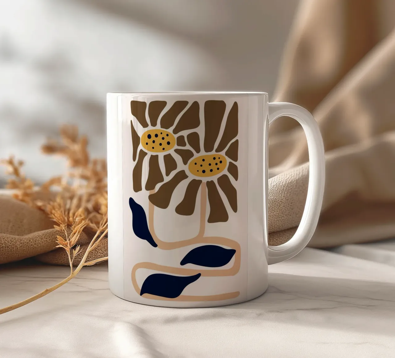 Boho Blooms astratto - Stampa floreale moderna di metà secolo tazza in ceramica da NorwesClub