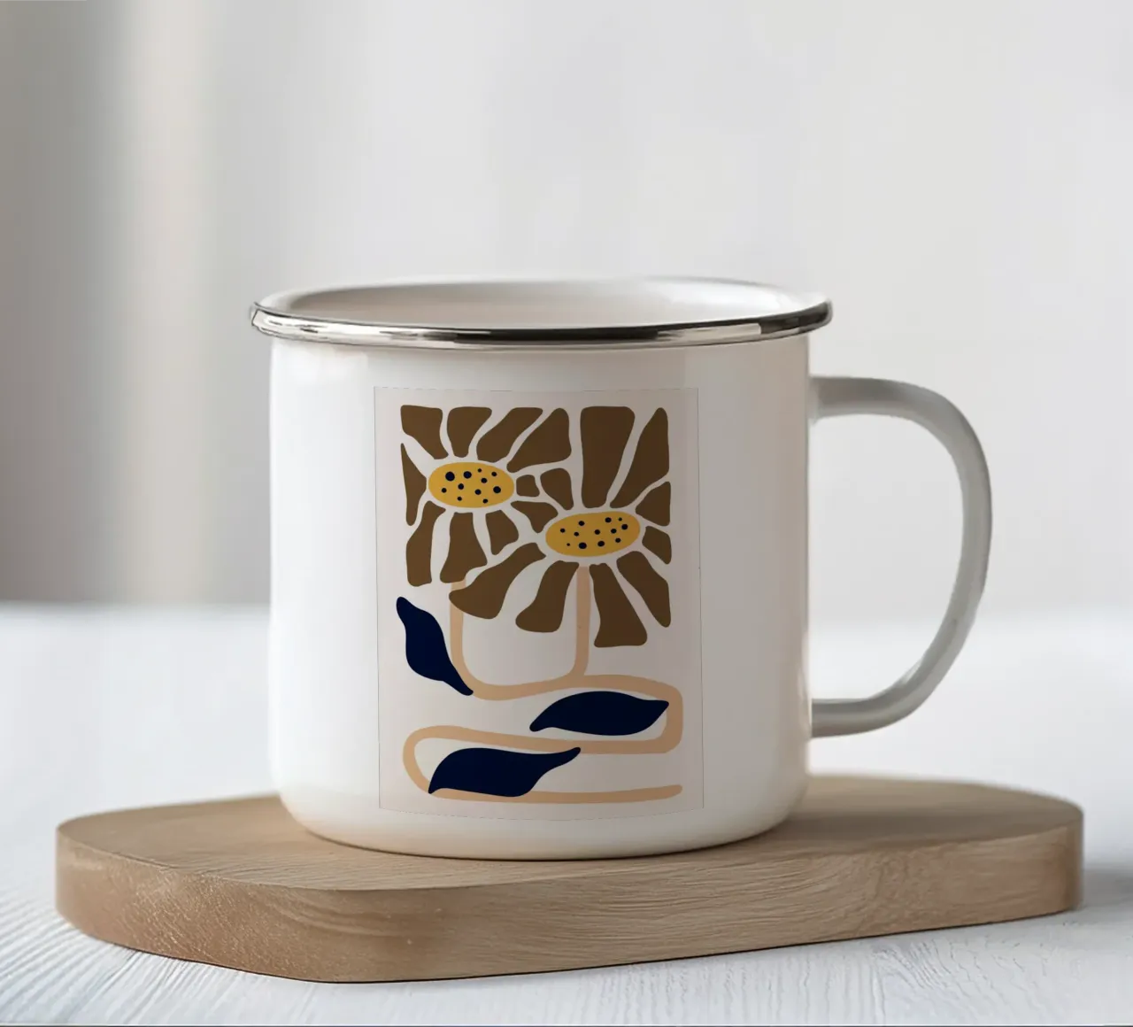Boho Blooms astratto - Stampa floreale moderna di metà secolo tazza in smalto da NorwesClub