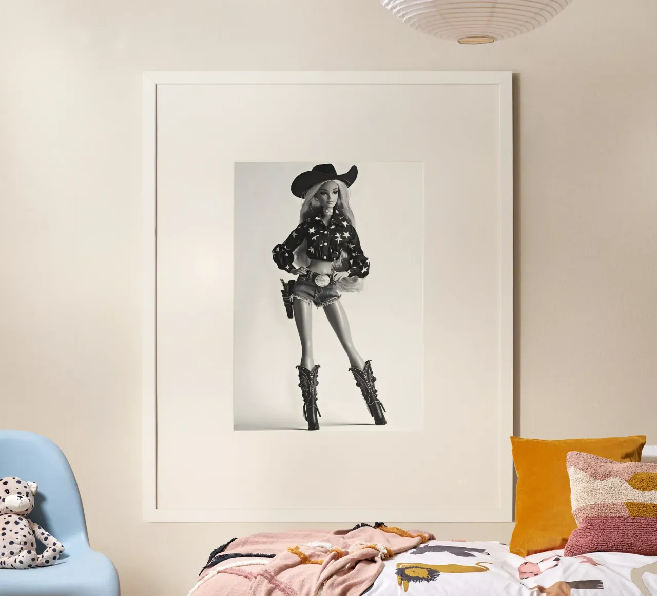 Barbie Vaquera - Estampado monocromo de moda del Oeste poster de NorwesClub