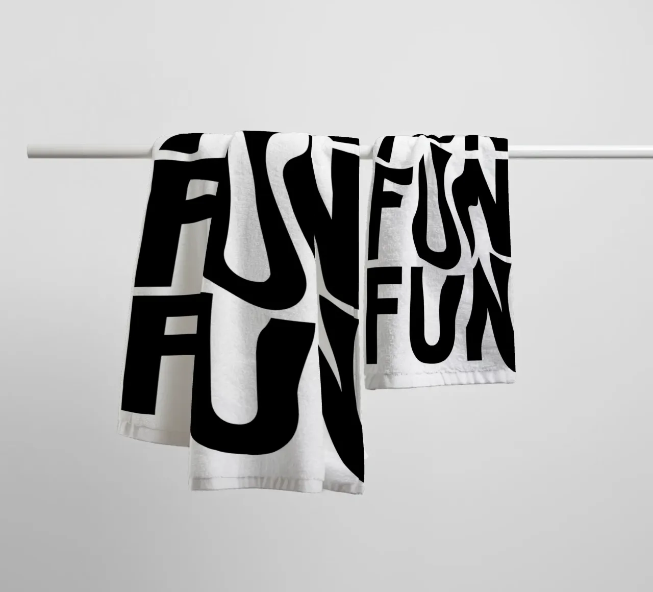 "FUN FUN FUN" - Abstract Typographic Distortion Print towel by NorwesClub