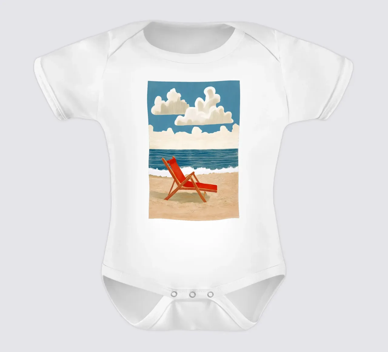 Sedia a sdraio sulla spiaggia body neonato maniche corte da Curious Canvas