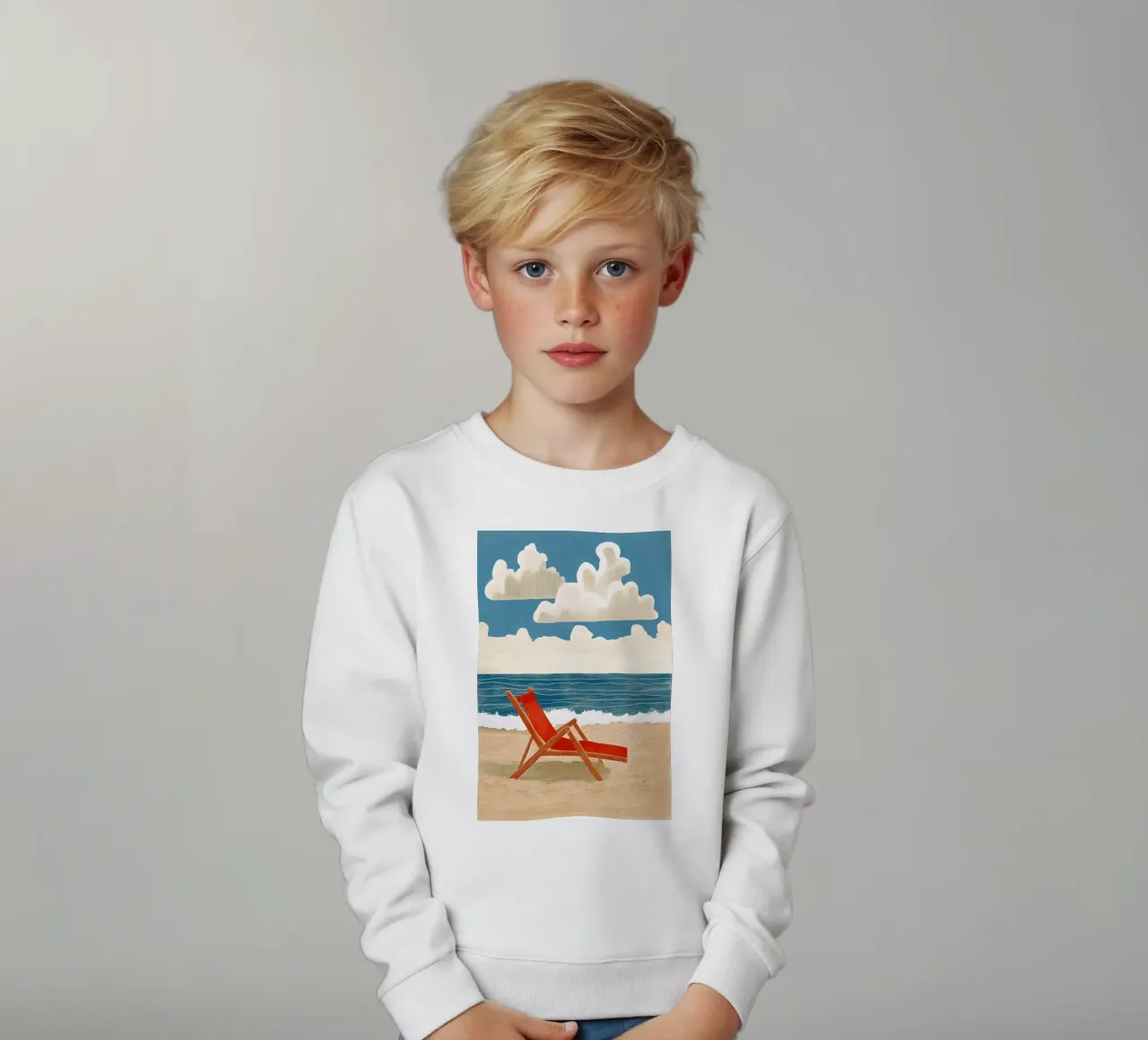 Sedia a sdraio sulla spiaggia felpa bambino da Curious Canvas