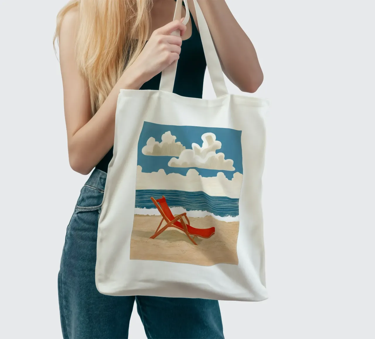 Sedia a sdraio sulla spiaggia borsa in juta da Curious Canvas