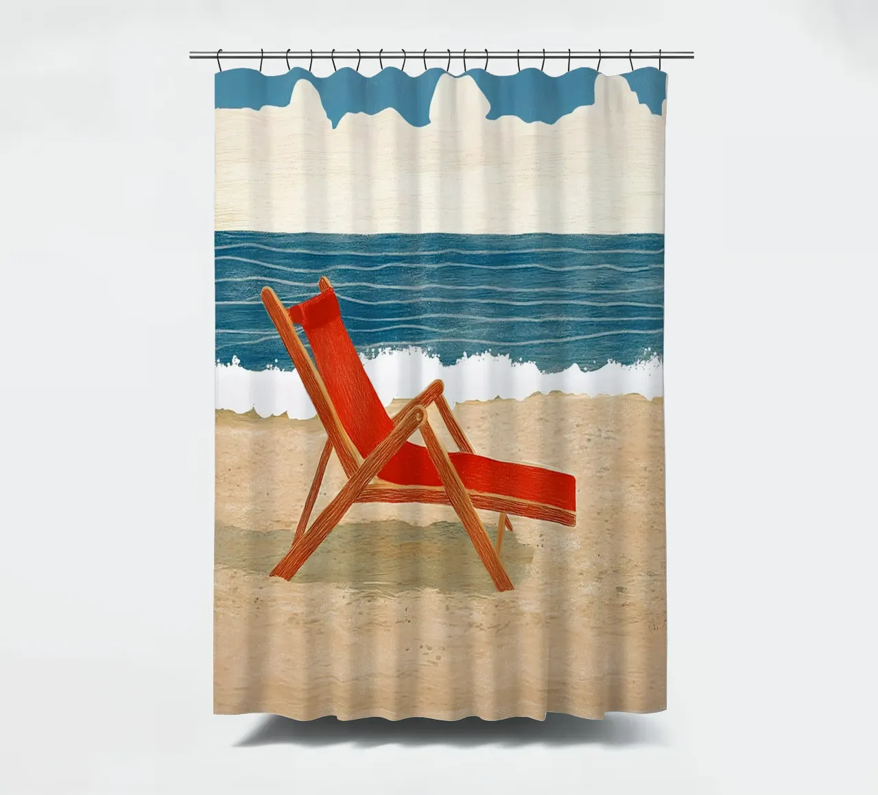 Sedia a sdraio sulla spiaggia tenda da doccia da Curious Canvas