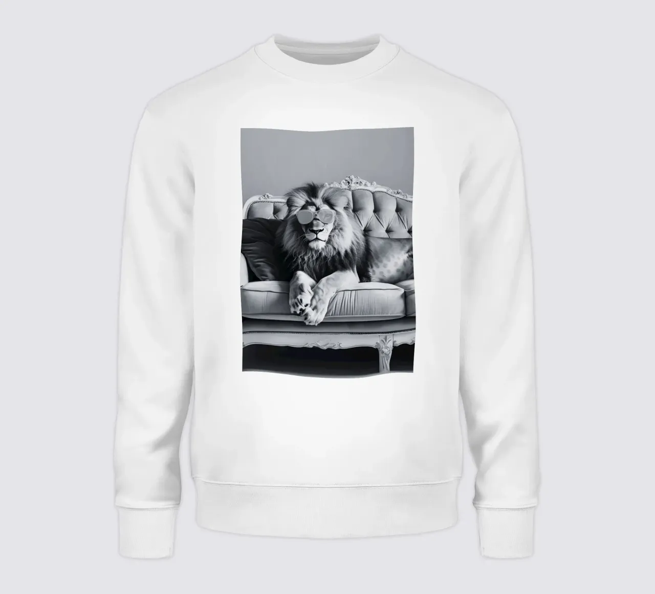 Leone fresco sul divano - Stampa pop art monocromatica felpa da NorwesClub