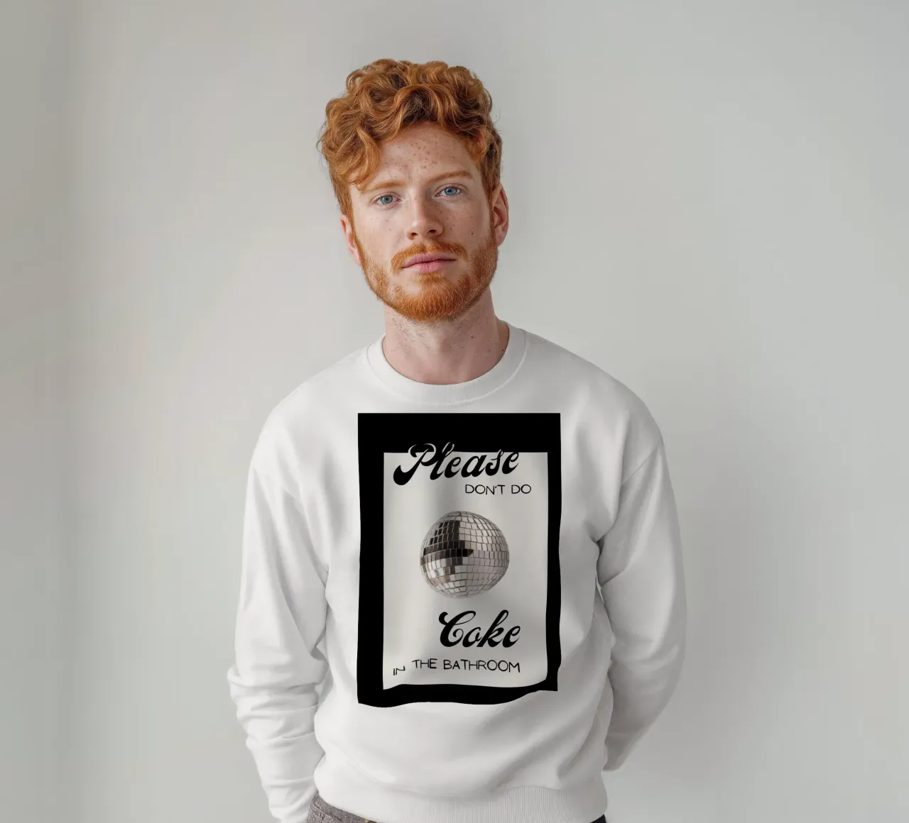 Cartello per il bagno con palla da discoteca "Please Don't Do Coke" (Per favore, non fare uso di Coca-Cola) felpa da NorwesClub
