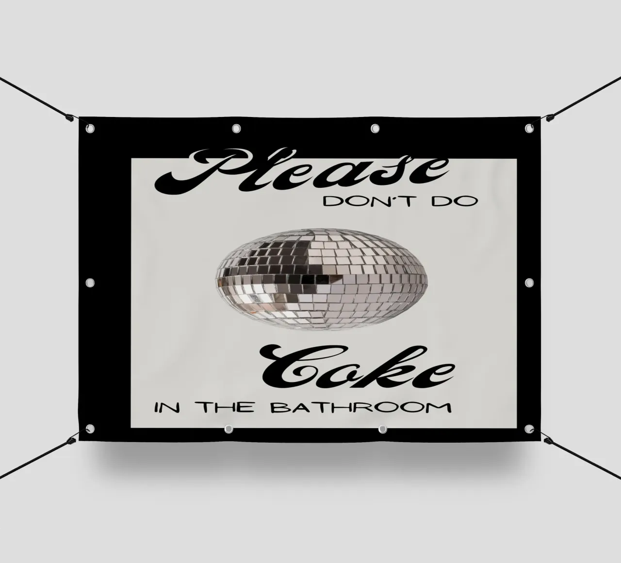 Cartello per il bagno con palla da discoteca "Please Don't Do Coke" (Per favore, non fare uso di Coca-Cola) telo in pvc da NorwesClub