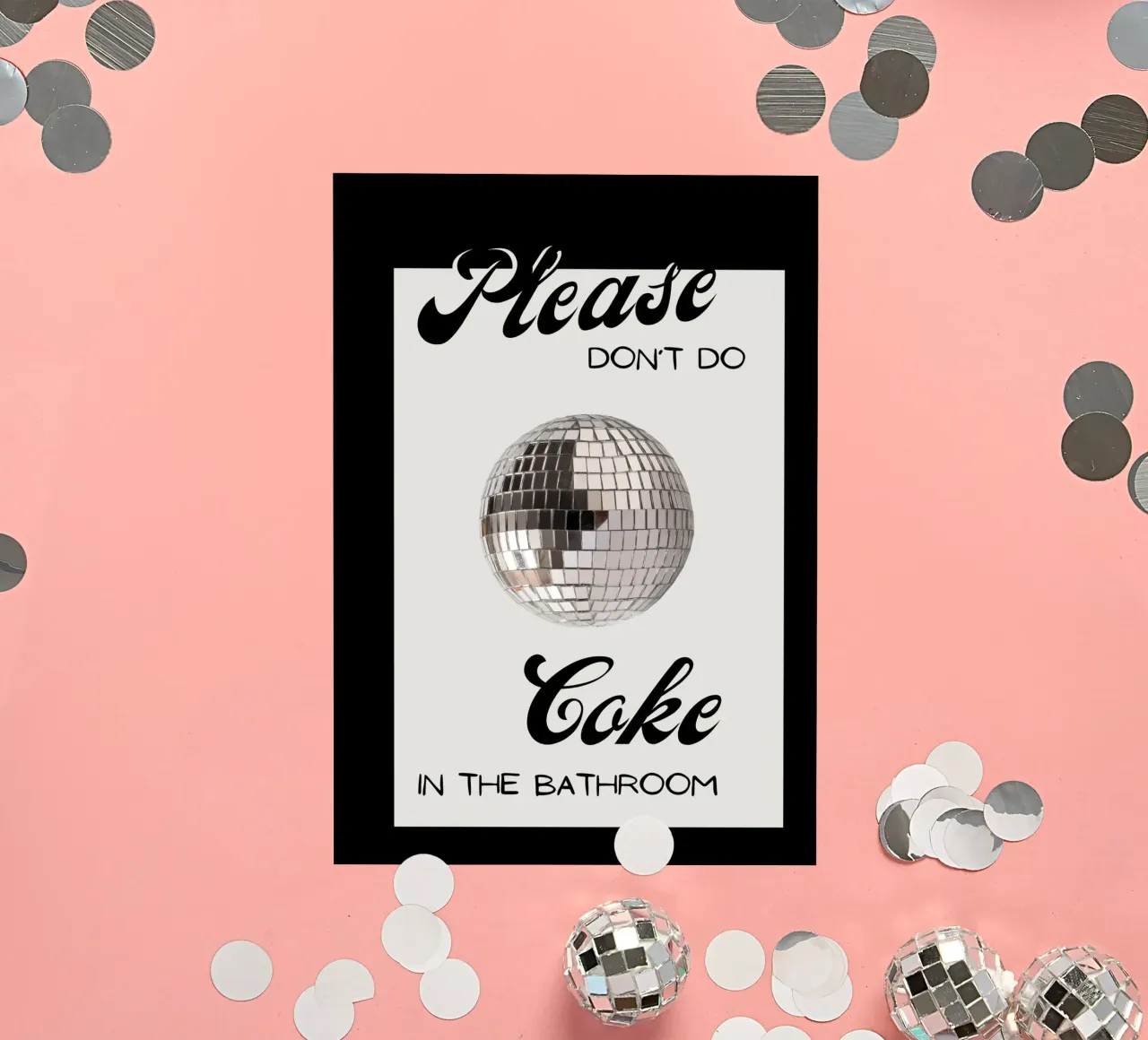 Cartello per il bagno con palla da discoteca "Please Don't Do Coke" (Per favore, non fare uso di Coca-Cola) adesivo da NorwesClub