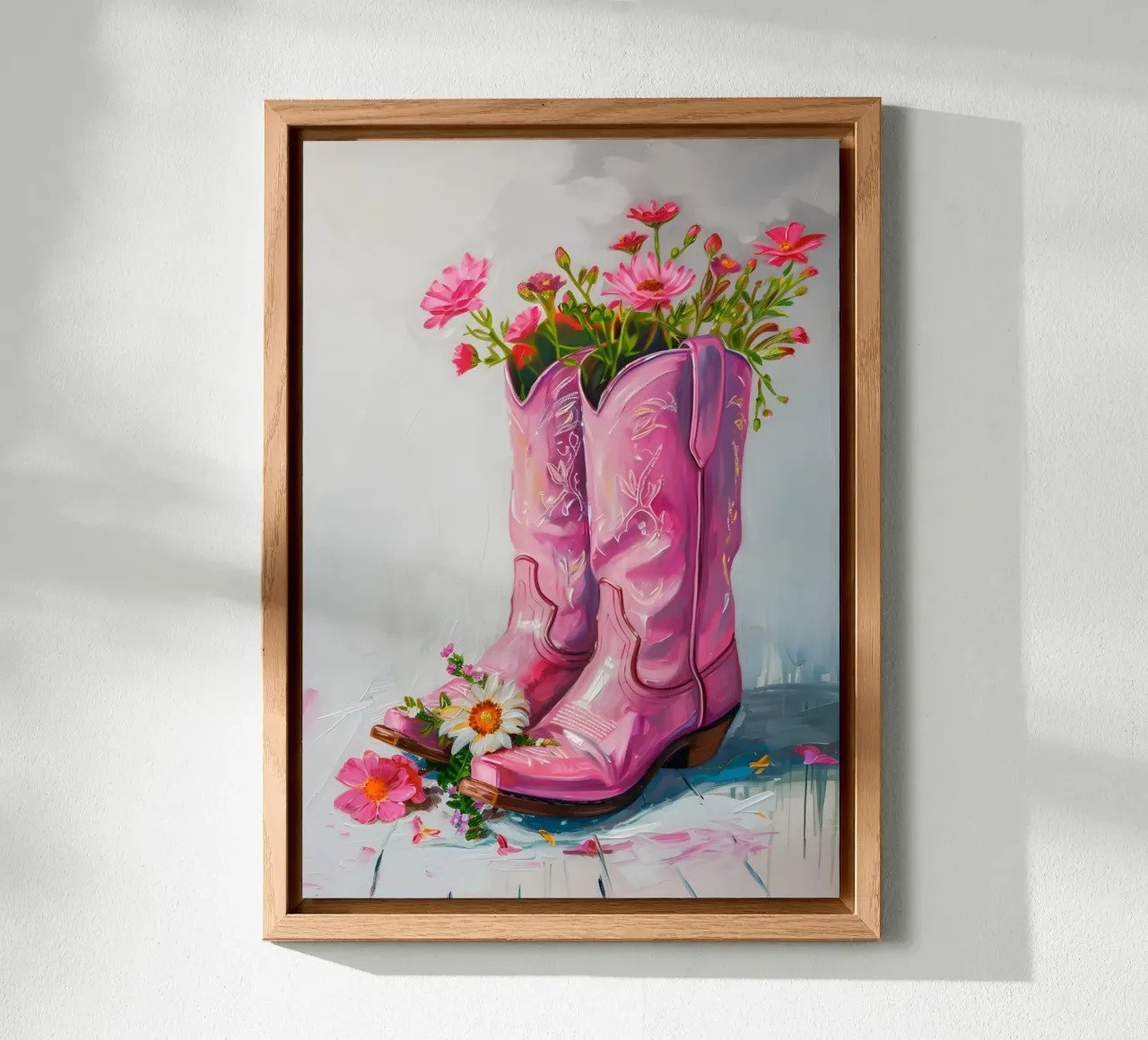 Botas vaqueras rosa con flores placa de forex de Yaso Design & Art