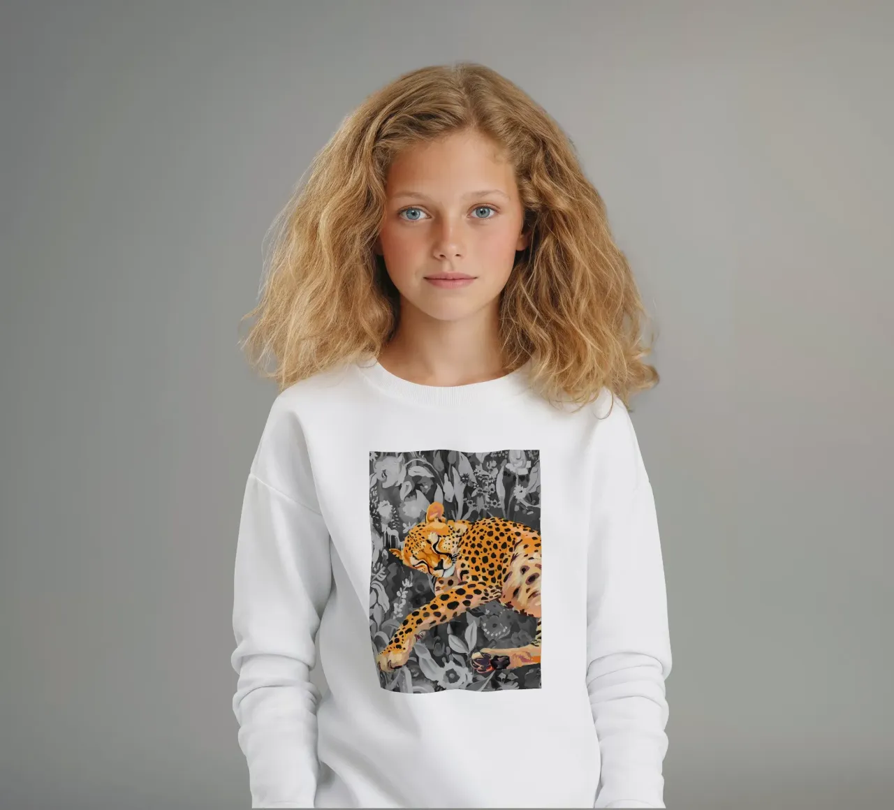 Resting Leopard - Vibrant Jungle Pop Art Print kids sweatshirt by NorwesClub