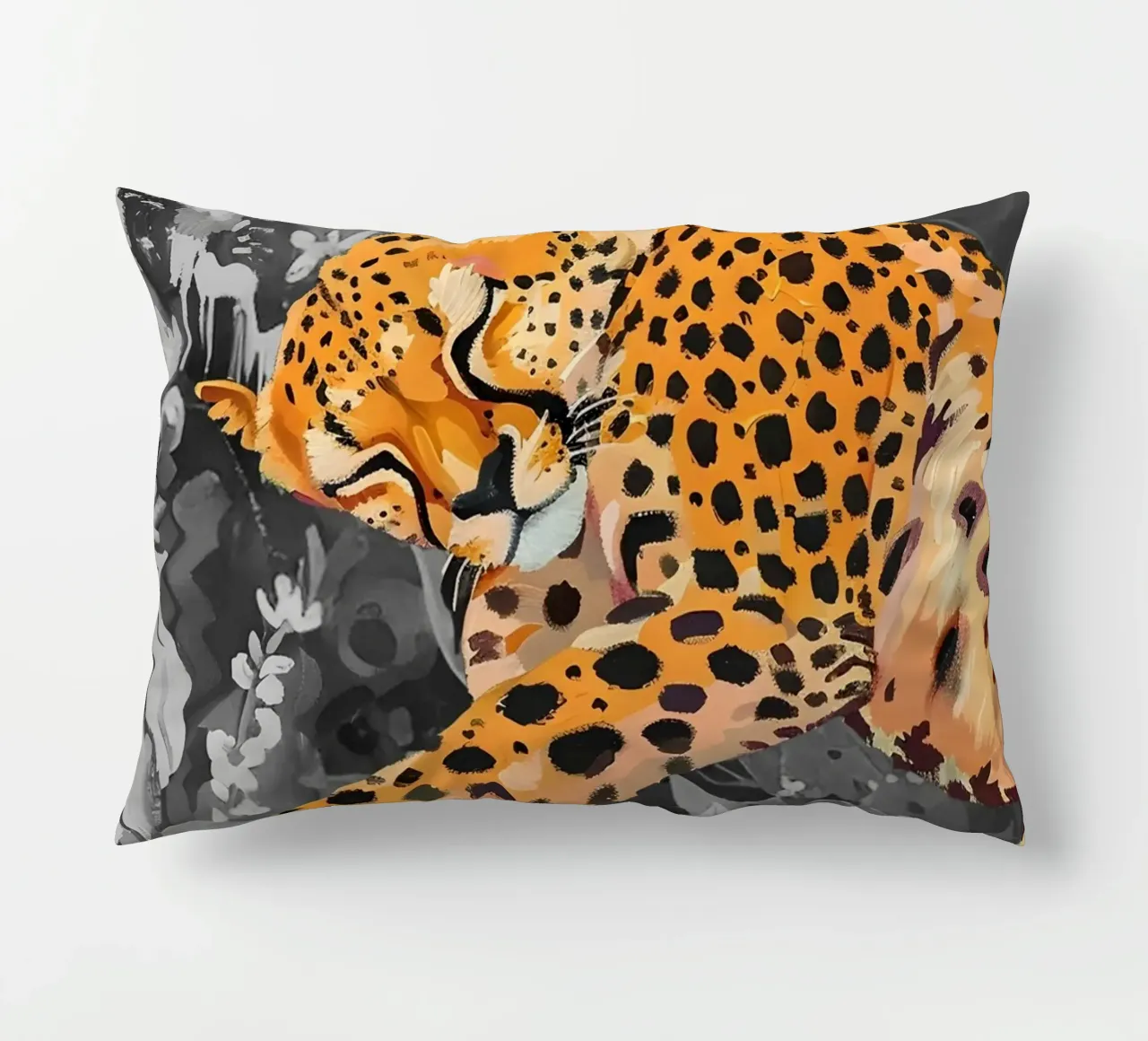 Resting Leopard - Vibrant Jungle Pop Art Print decorative cushion by NorwesClub