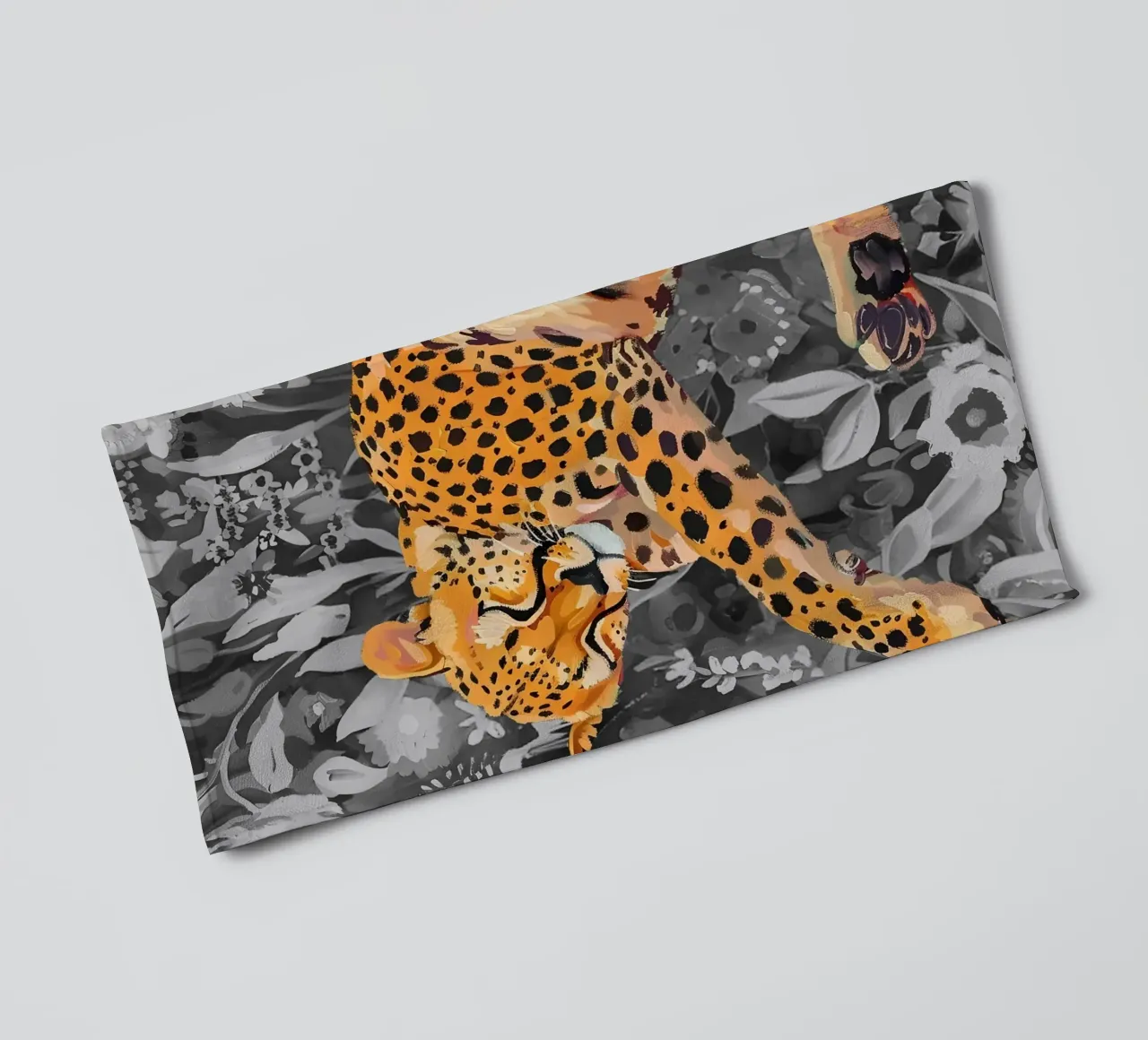 Resting Leopard - Vibrant Jungle Pop Art Print towel by NorwesClub