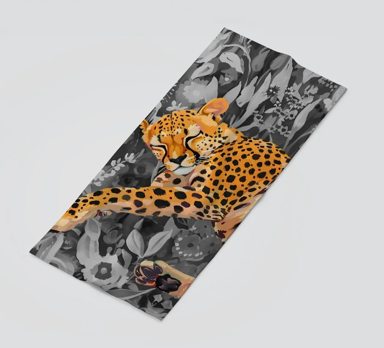 Resting Leopard - Vibrant Jungle Pop Art Print beach towel by NorwesClub