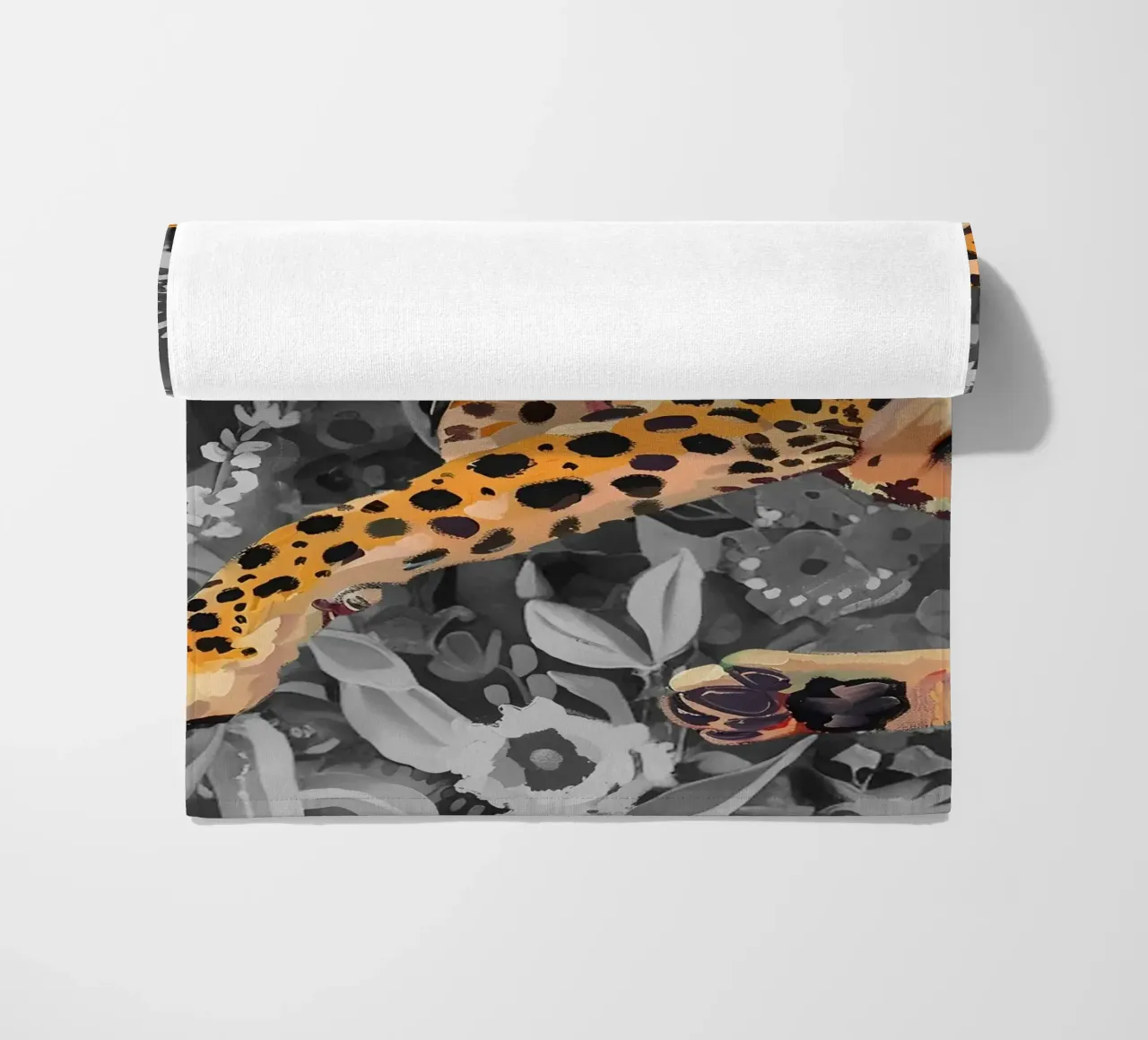 Resting Leopard - Vibrant Jungle Pop Art Print beach towel by NorwesClub