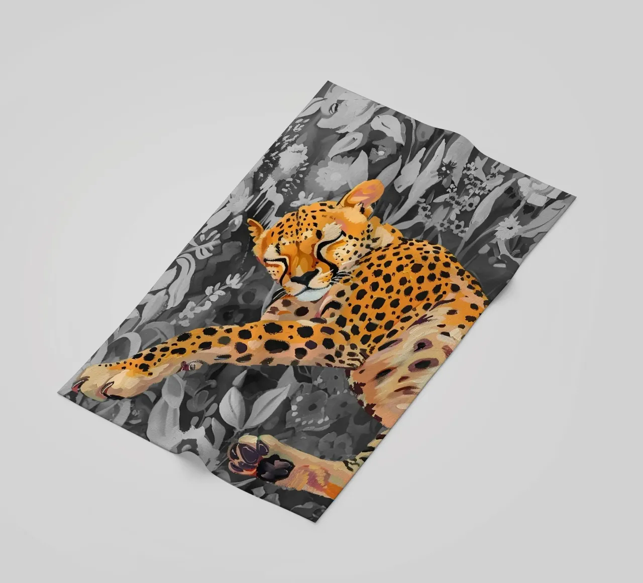 Resting Leopard - Vibrant Jungle Pop Art Print beach towel by NorwesClub