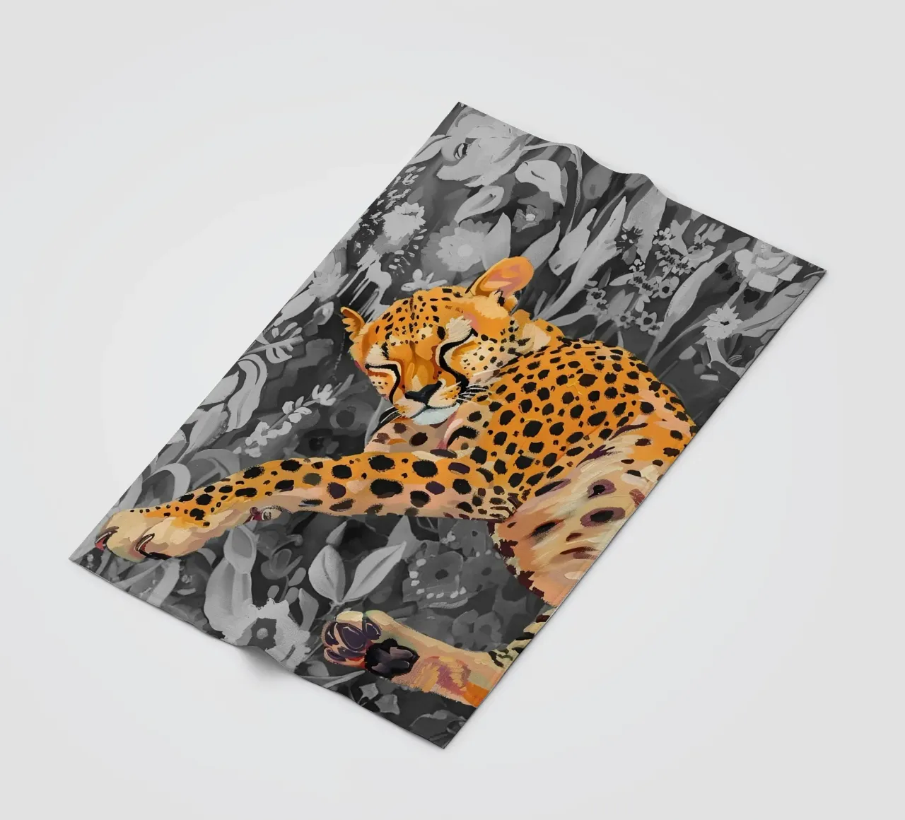 Resting Leopard - Vibrant Jungle Pop Art Print fleece blanket by NorwesClub