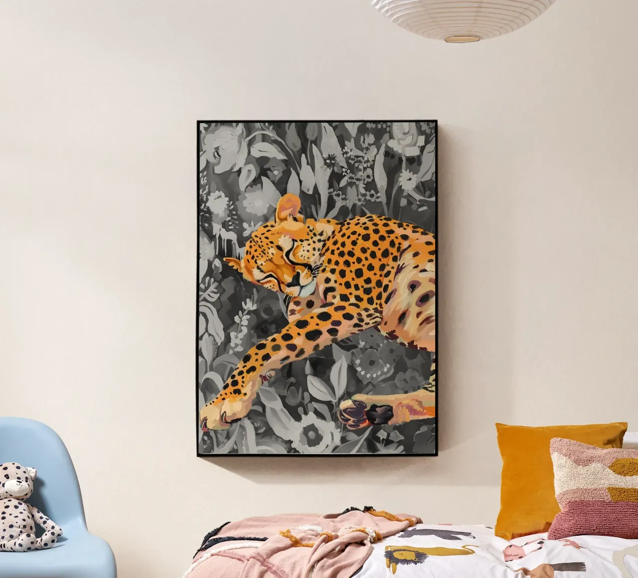 Ruhender Leopard - Lebendiger Dschungel Pop Art Druck Acryl-Glas von NorwesClub