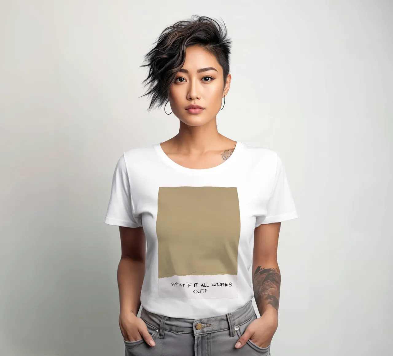 What If It All Works Out? - Optimistic Textured Print women's fitted t-shirt by NorwesClub