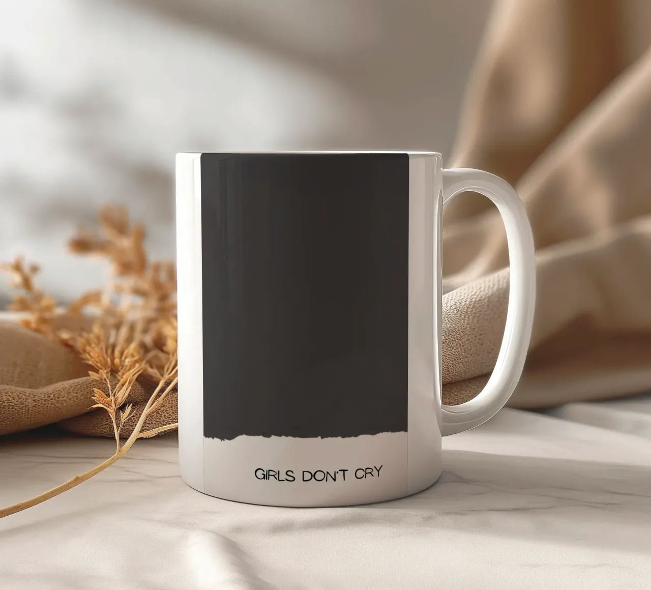 Girls Don't Cry - Minimalist Textured Statement Print ceramic mug by NorwesClub