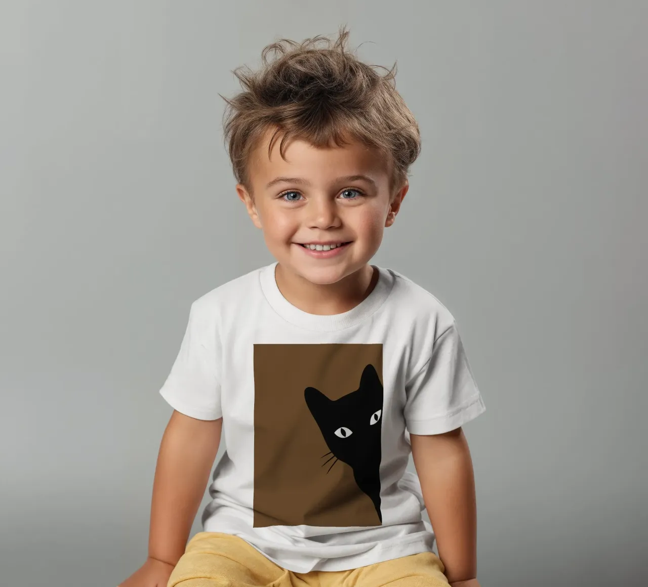 Curious Black Cat - Minimalist Peek-a-Boo Print kids t-shirt by NorwesClub