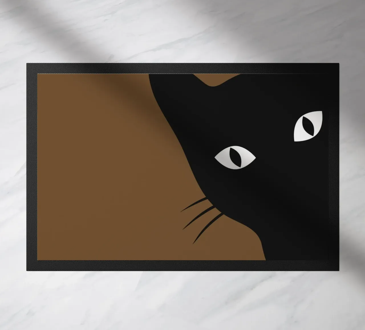 Curious Black Cat - Minimalist Peek-a-Boo Print (Chat noir curieux) paillasson de NorwesClub