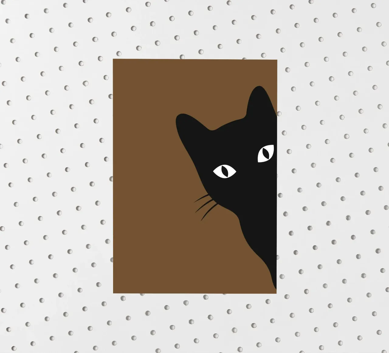 Curious Black Cat - Minimalist Peek-a-Boo Print (Chat noir curieux) autocollant de NorwesClub