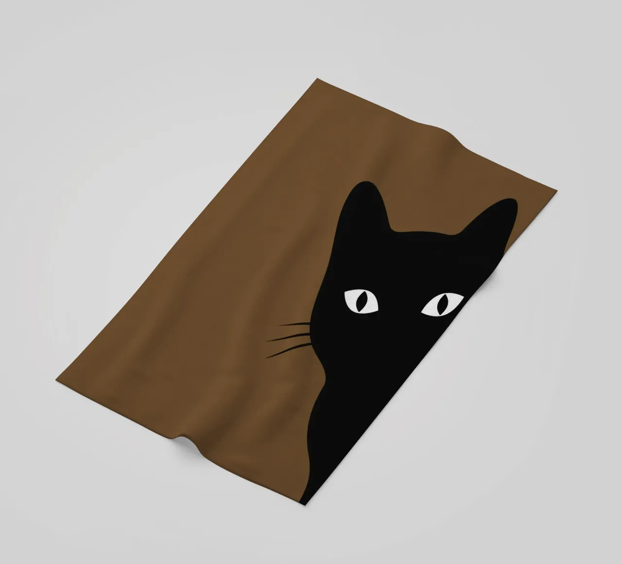 Curious Black Cat - Minimalist Peek-a-Boo Print (Chat noir curieux) serviette de plage de NorwesClub