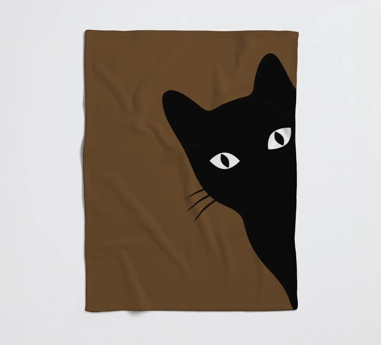 Curious Black Cat - Minimalist Peek-a-Boo Print fleece blanket by NorwesClub