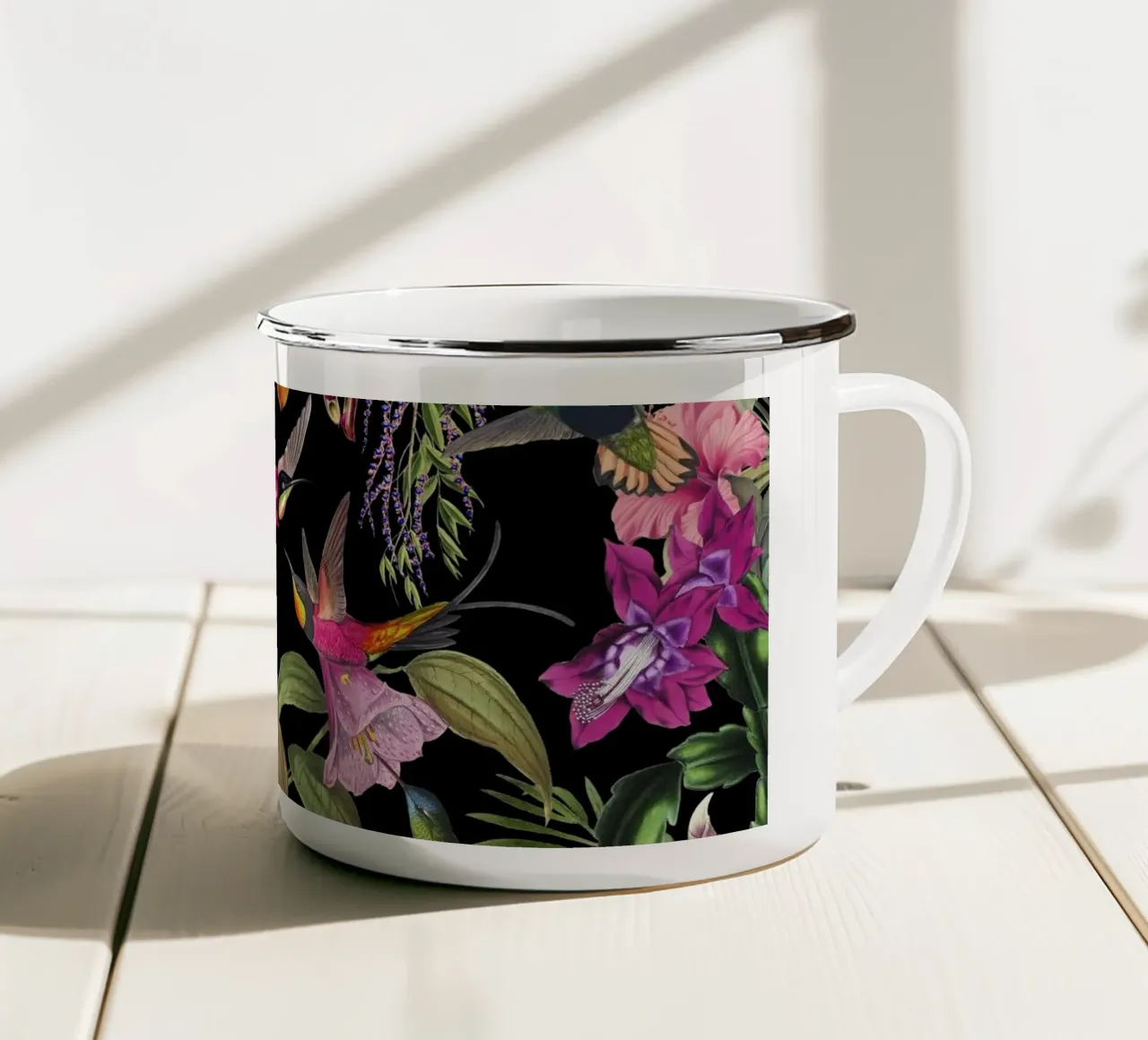 Paradiso esotico nascosto dei colibrì tazza in smalto da Andrea Haase Vintage World