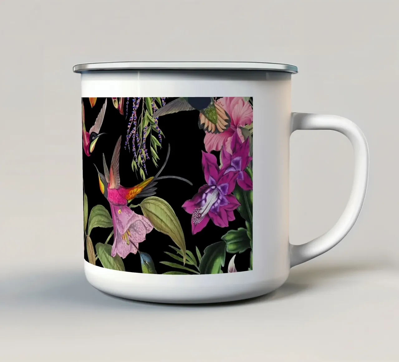 Paradiso esotico nascosto dei colibrì tazza in smalto da Andrea Haase Vintage World