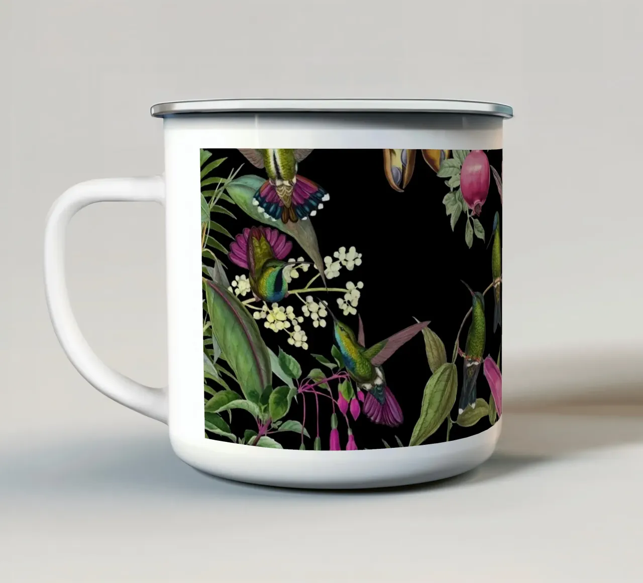 Paradiso esotico nascosto dei colibrì tazza in smalto da Andrea Haase Vintage World