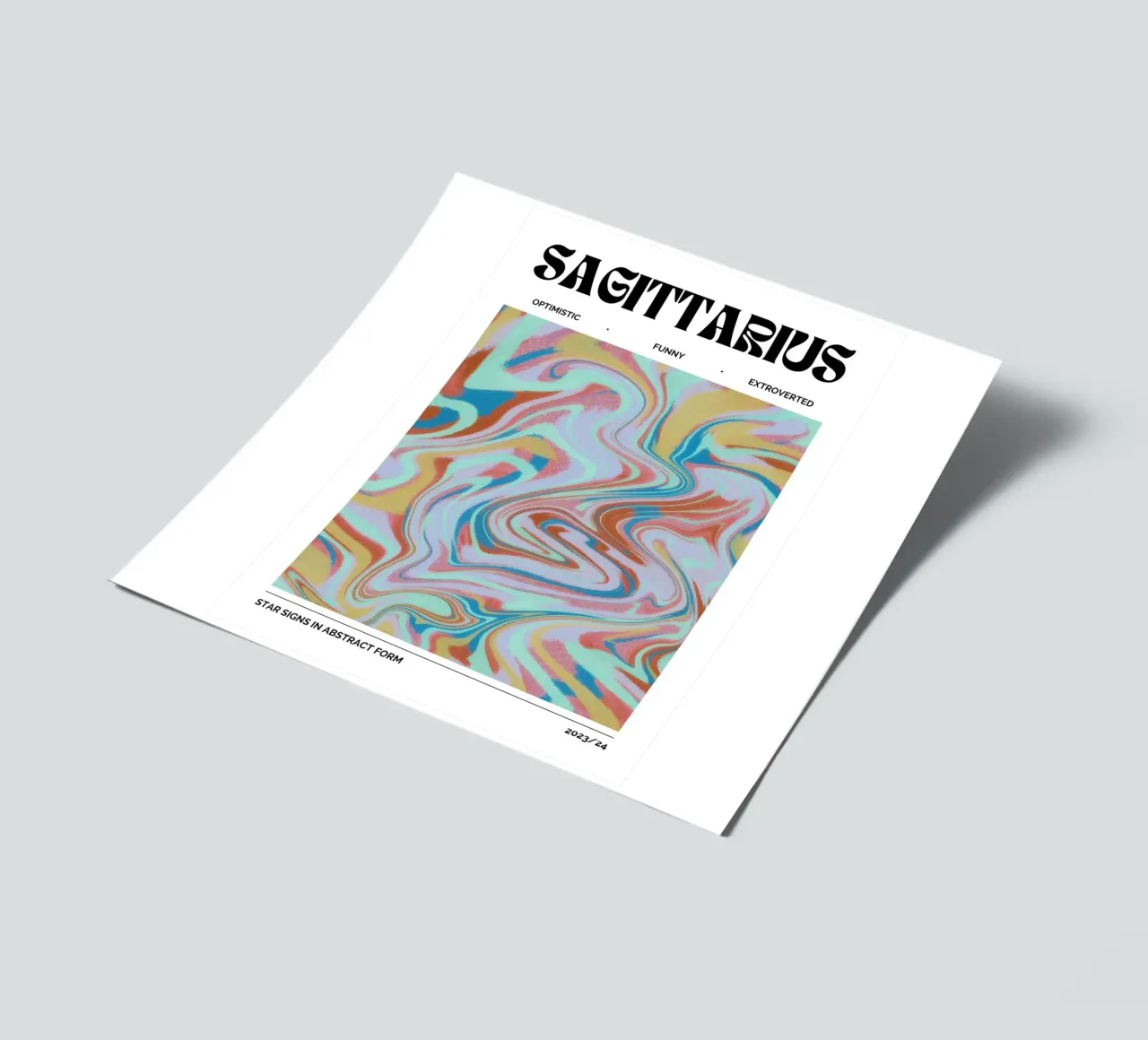Boogschutter Abstract - Psychedelische dierenriem kunstdruk stickervel van NorwesClub