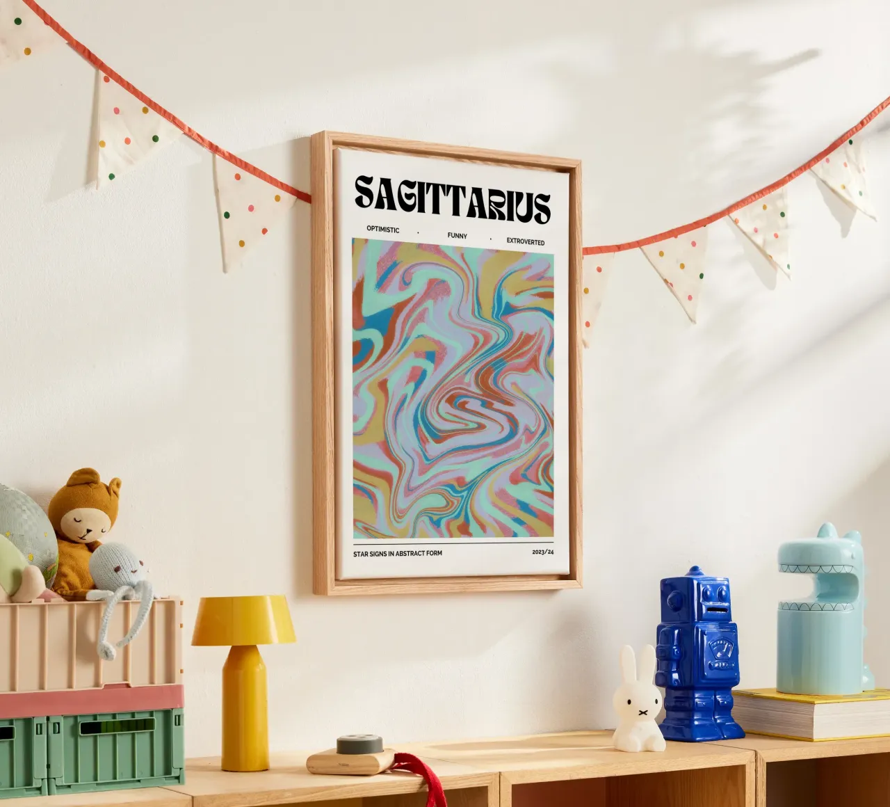 Boogschutter Abstract - Psychedelische dierenriem kunstdruk canvas van NorwesClub