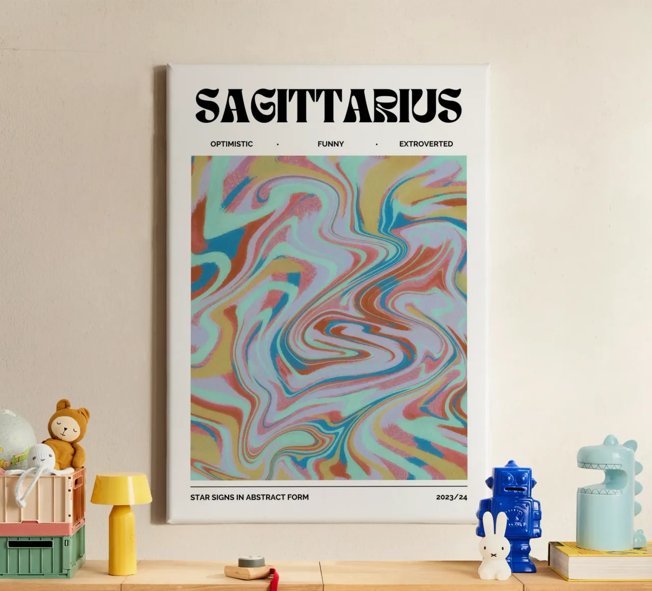 Boogschutter Abstract - Psychedelische dierenriem kunstdruk canvas van NorwesClub