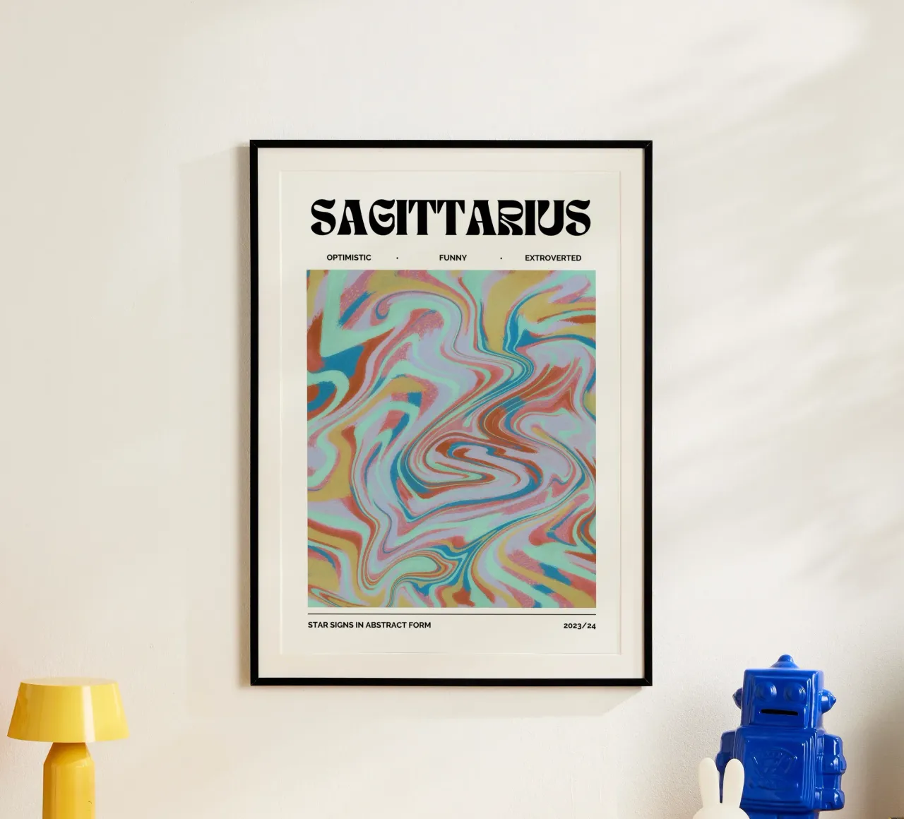 Boogschutter Abstract - Psychedelische dierenriem kunstdruk hahnemühle van NorwesClub