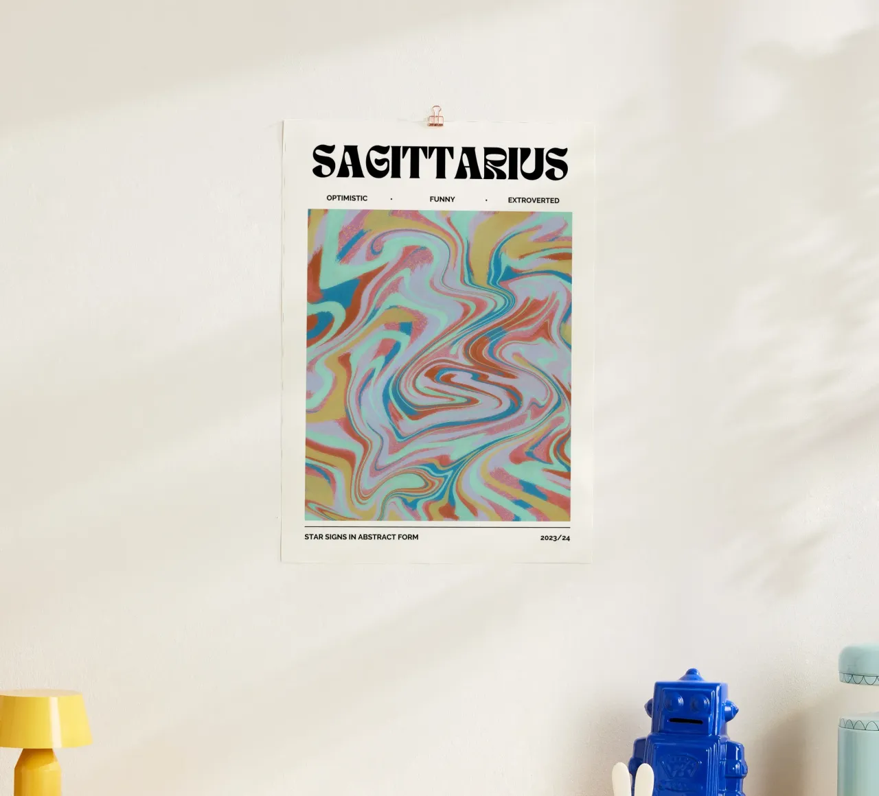 Boogschutter Abstract - Psychedelische dierenriem kunstdruk hahnemühle van NorwesClub