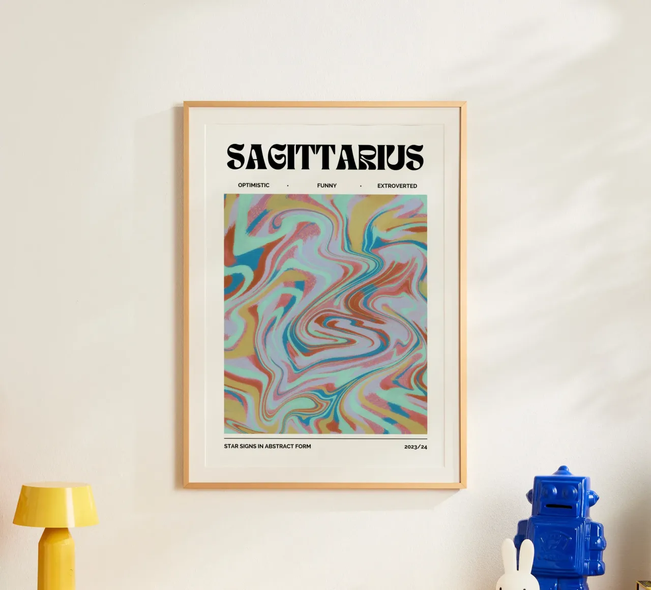 Boogschutter Abstract - Psychedelische dierenriem kunstdruk hahnemühle van NorwesClub