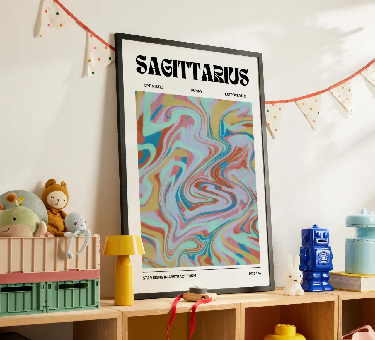 Boogschutter Abstract - Psychedelische dierenriem kunstdruk hahnemühle van NorwesClub