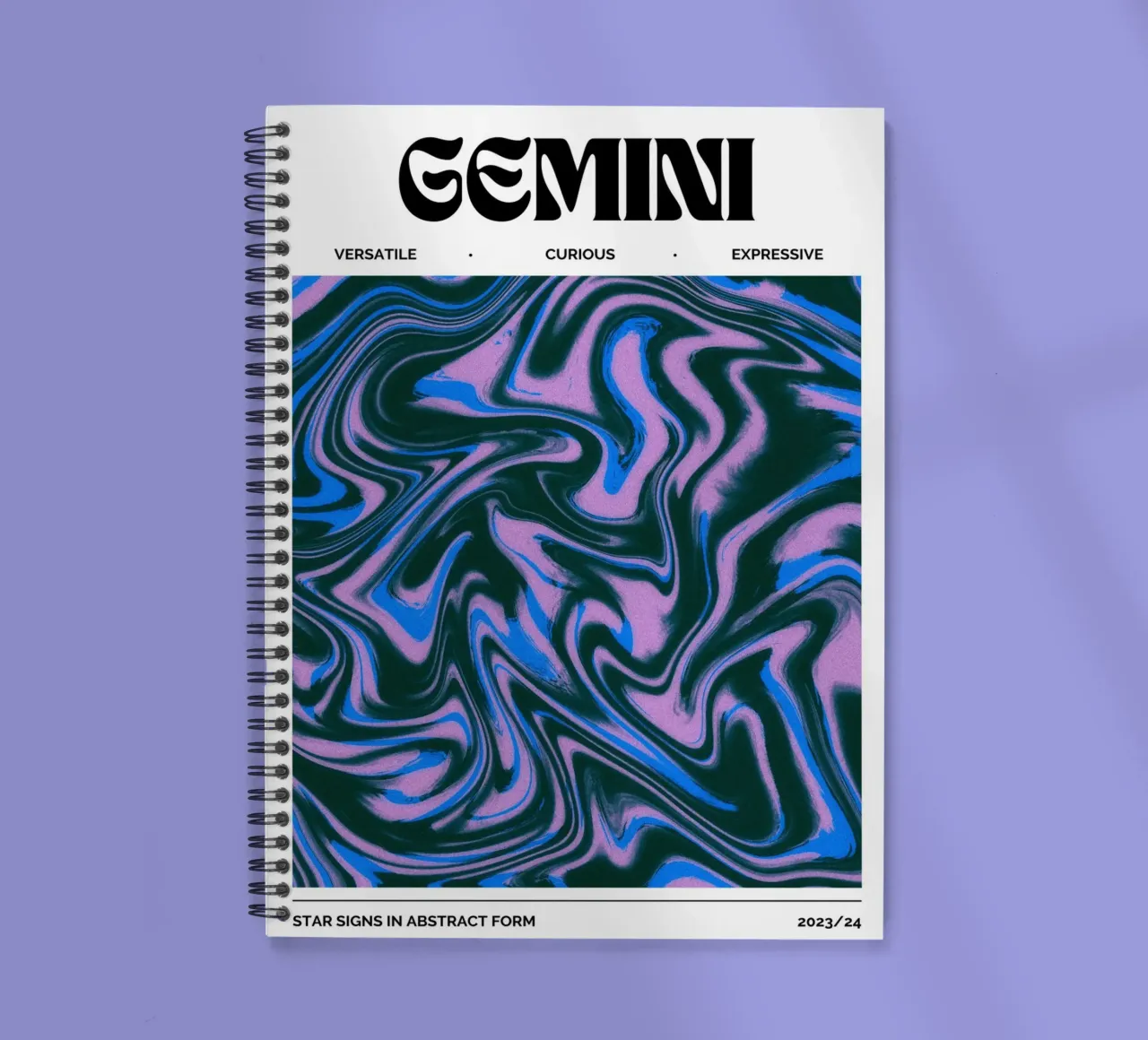 Gemini Abstract - Dynamic Psychedelic Zodiac Print spiral notebook by NorwesClub