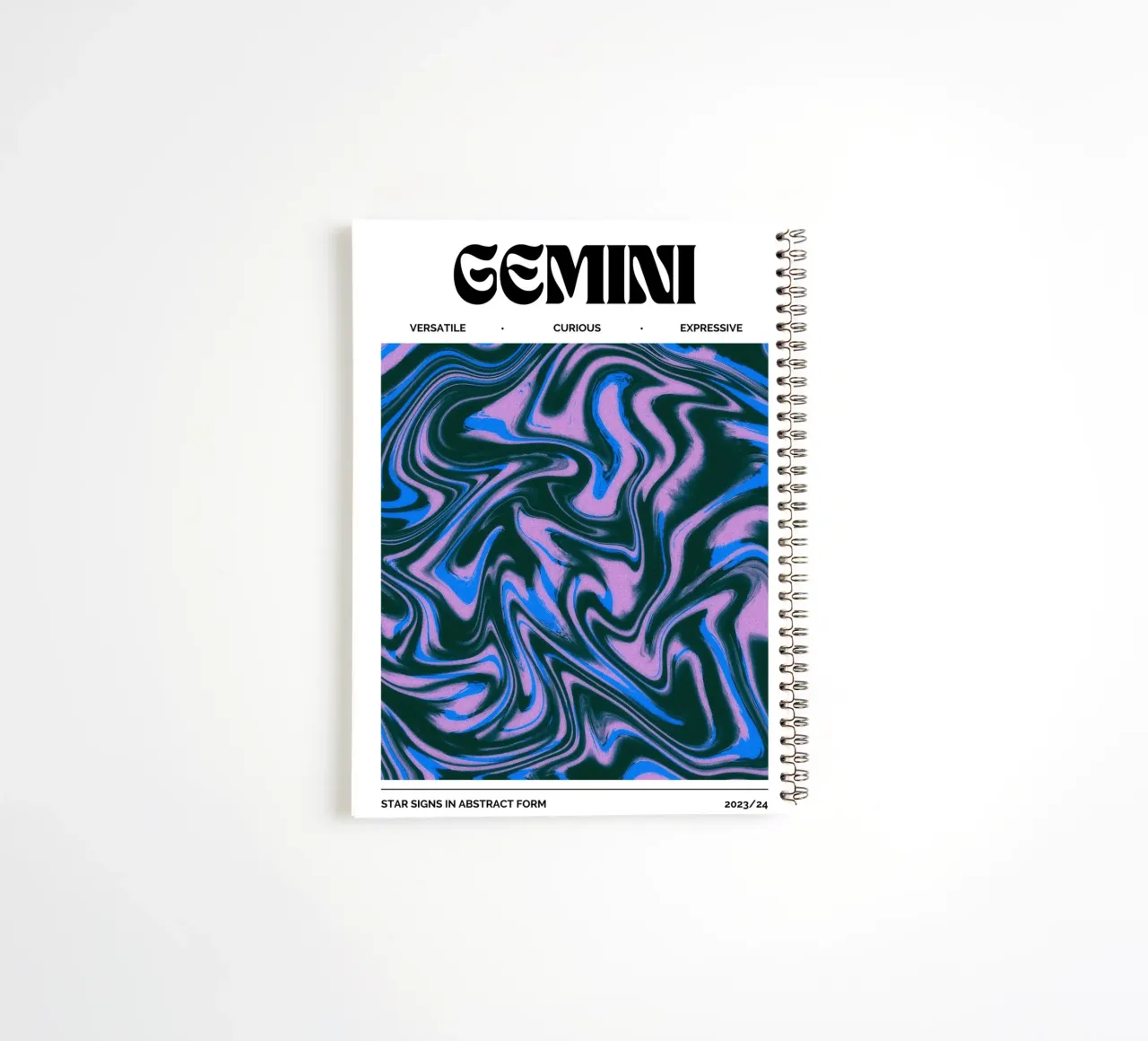 Gemini Abstract - Dynamic Psychedelic Zodiac Print spiral notebook by NorwesClub