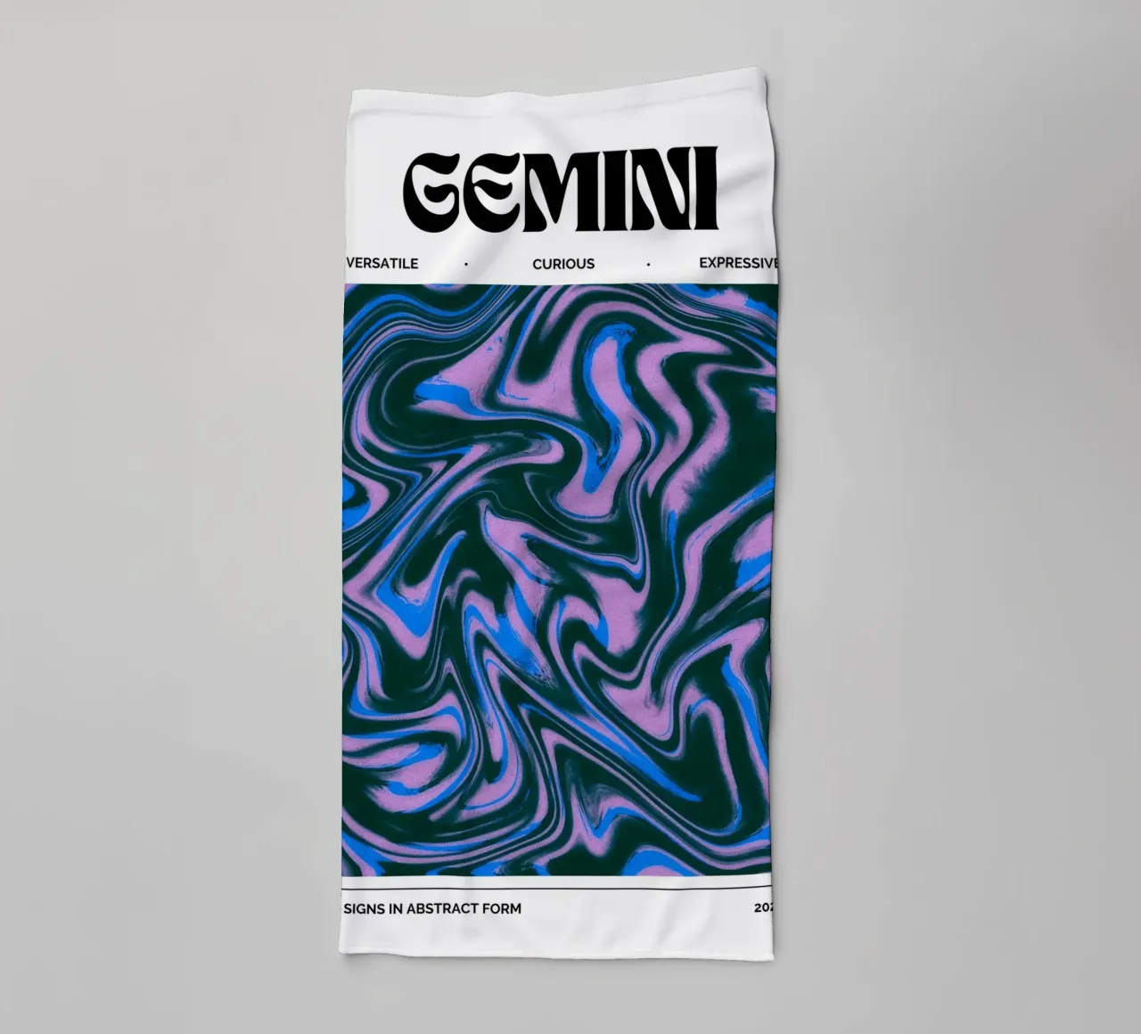 Gemini Abstract - Dynamic Psychedelic Zodiac Print towel by NorwesClub