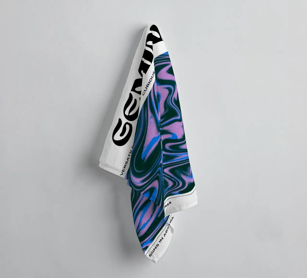 Gemini Abstract - Dynamic Psychedelic Zodiac Print towel by NorwesClub