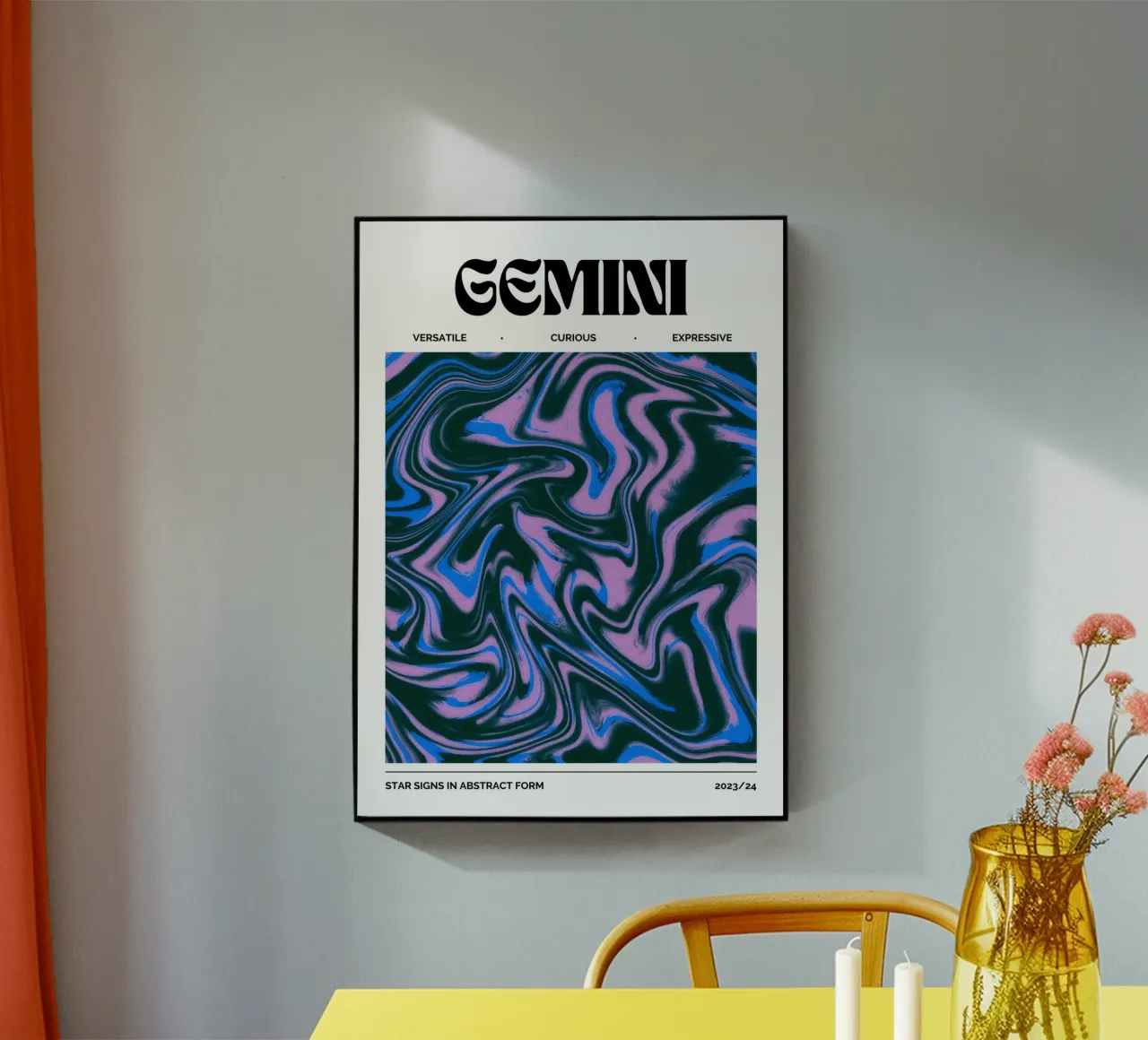 Gemini Abstract - Dynamic Psychedelic Zodiac Print acrylic glass by NorwesClub
