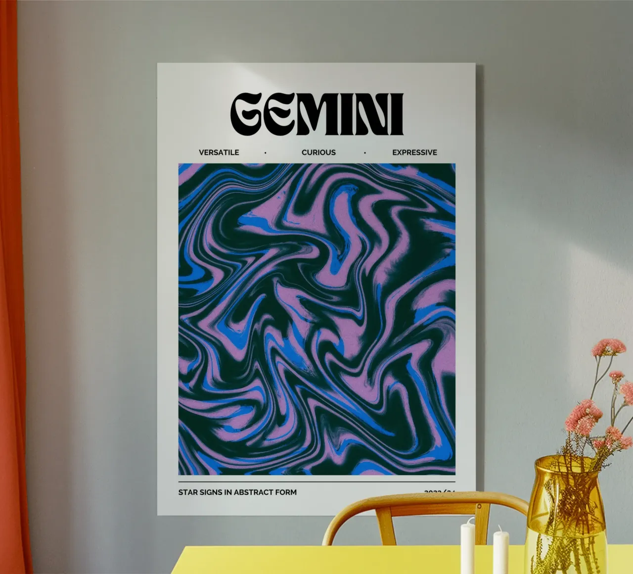 Gemini Abstract - Dynamic Psychedelic Zodiac Print acrylic glass by NorwesClub