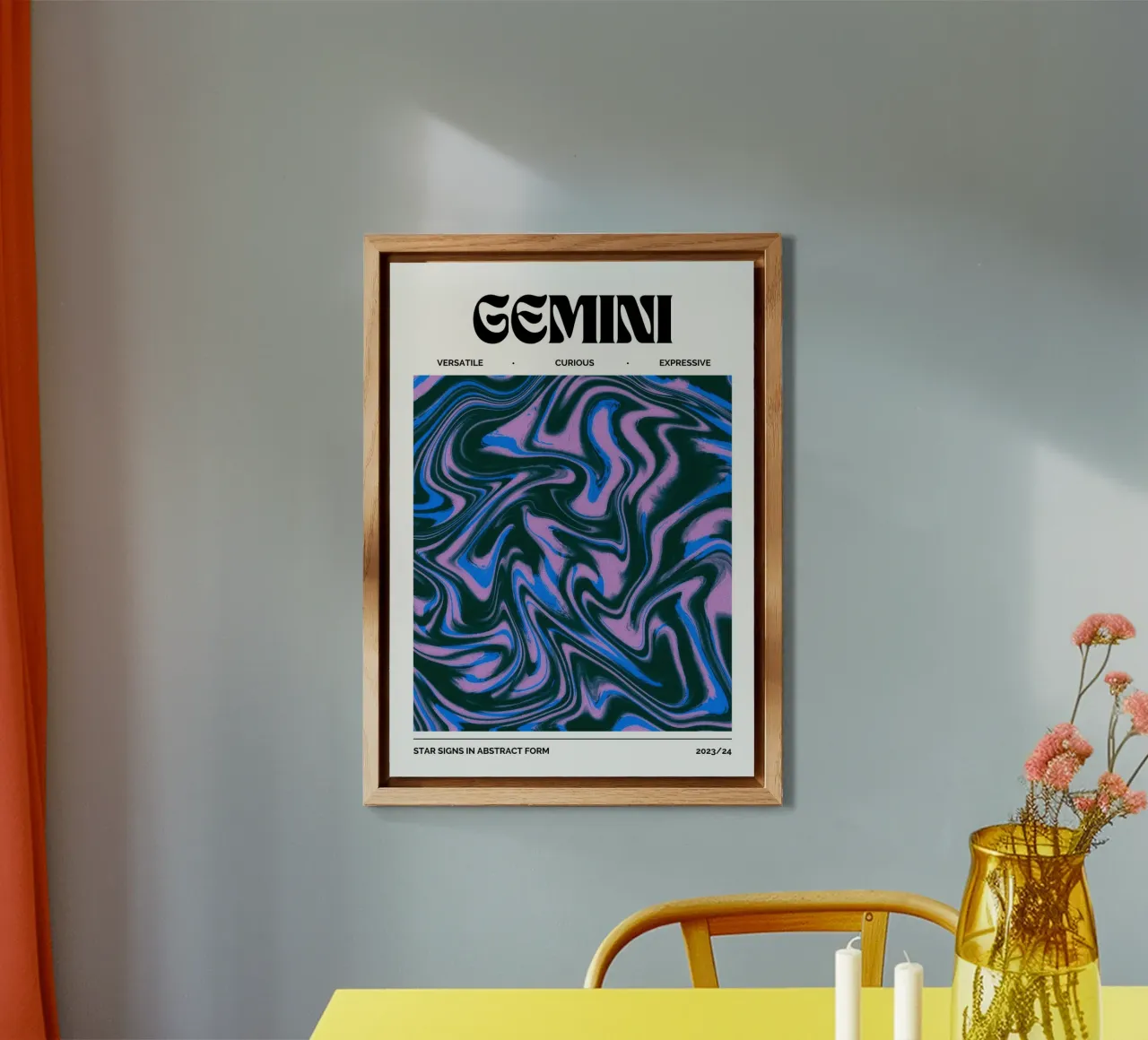 Gemini Abstract - Dynamic Psychedelic Zodiac Print alu-dibond by NorwesClub