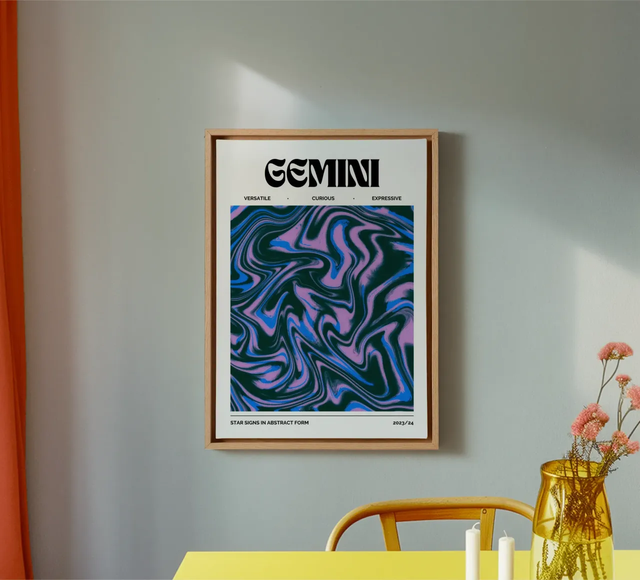 Gemini Abstract - Dynamic Psychedelic Zodiac Print canvas by NorwesClub