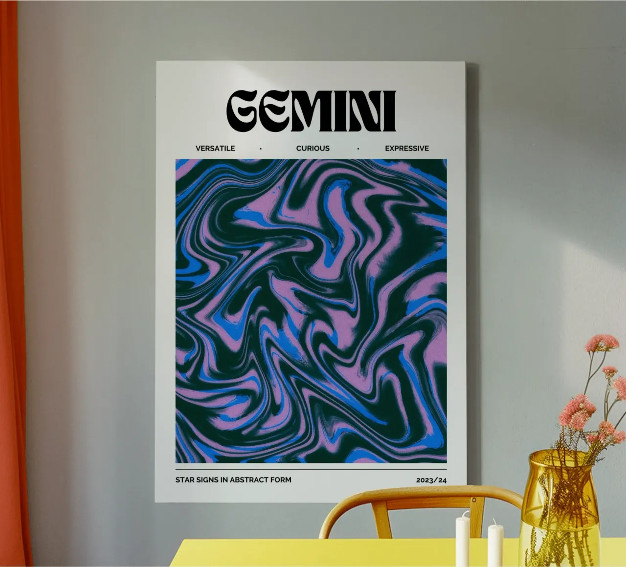 Gemini Abstract - Dynamic Psychedelic Zodiac Print canvas by NorwesClub
