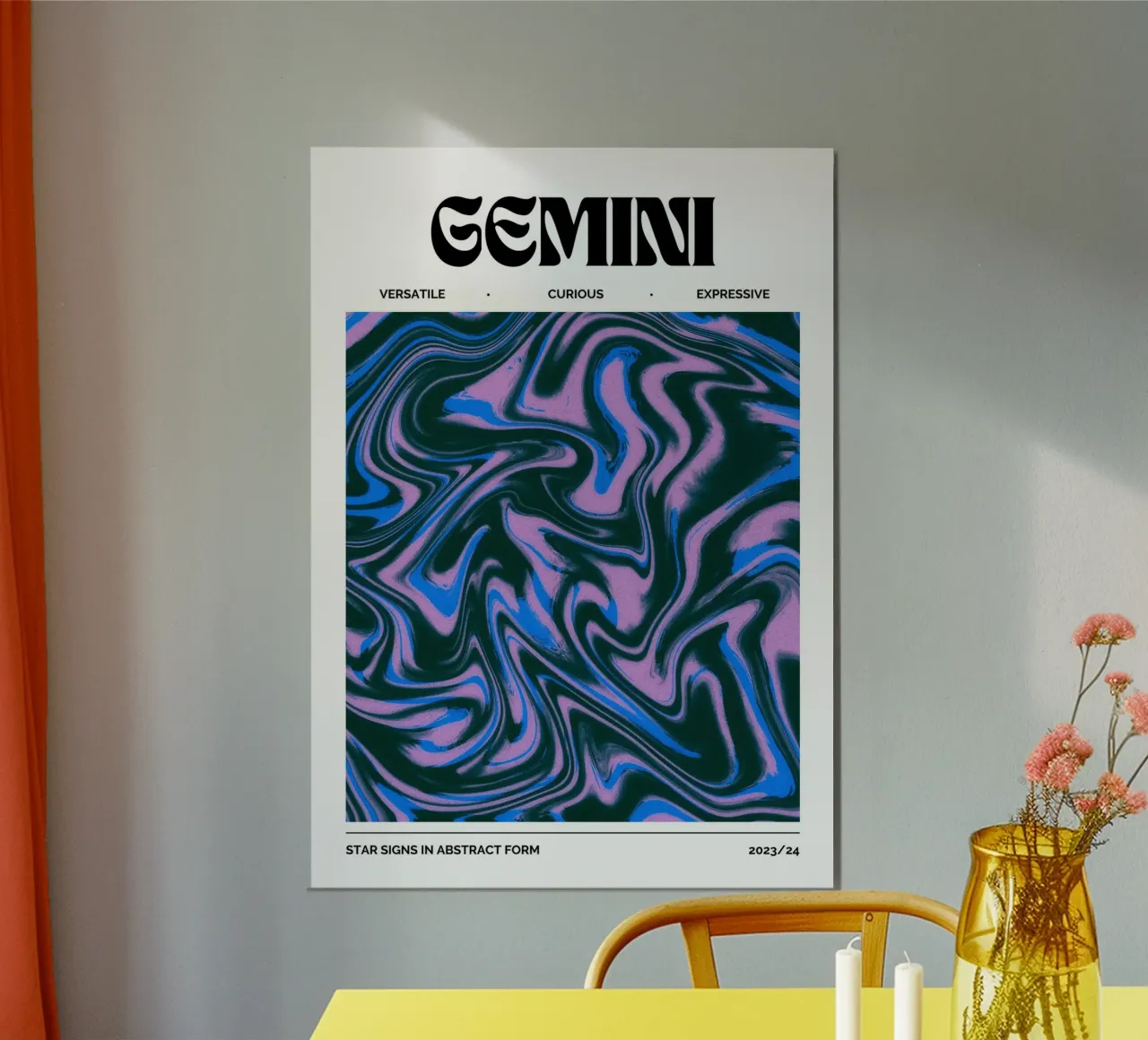 Gemini Abstract - Dynamic Psychedelic Zodiac Print hahnemühle by NorwesClub