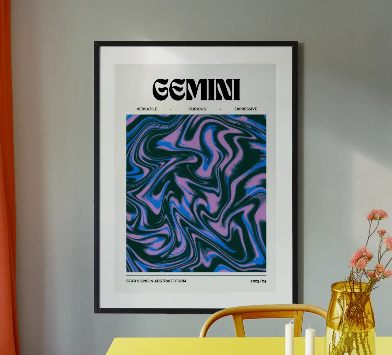 Gemini Abstract - Dynamic Psychedelic Zodiac Print hahnemühle by NorwesClub