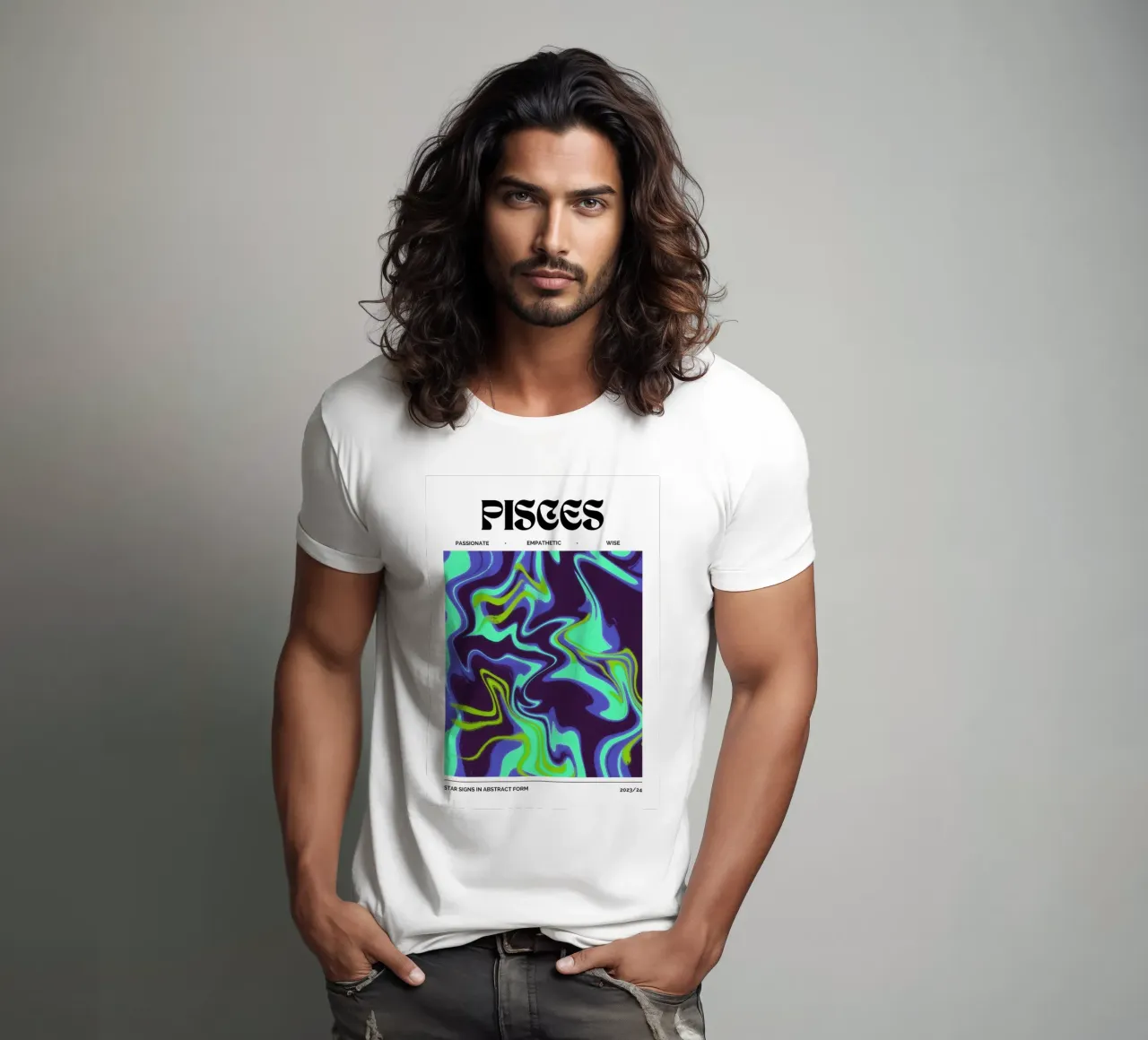 Pisces Abstract - Fluid Psychedelic Zodiac Print t-shirt by NorwesClub